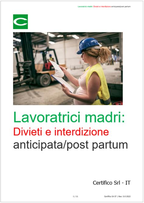 Infografica sui lavori vietati alle lavoratrici madri