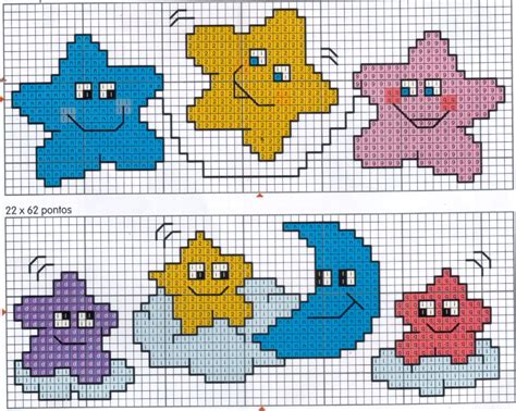 Schema a punto croce con stelle e nome