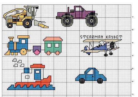Schema a punto croce con macchinine colorate