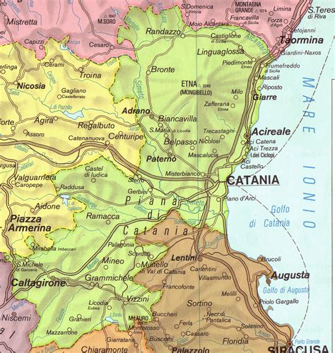 Mappa della provincia di Catania con indicatori di incidenti