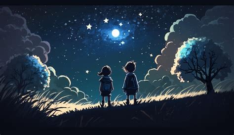 Bambini che ridono sotto le stelle