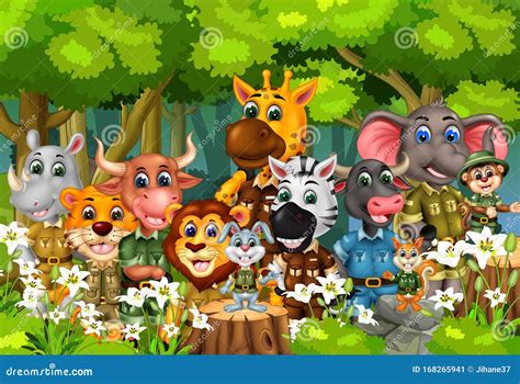 Illustrazione di animali nella foresta