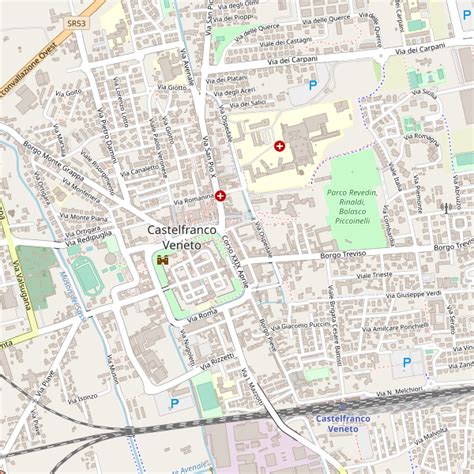Mappa che evidenzia Castelfranco Veneto e la posizione di un centro diagnostico