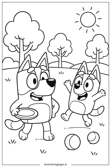 Un gruppo di personaggi di Bluey che giocano insieme in un parco