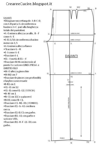 Schema di un pantalone elegante con dettaglio inglese