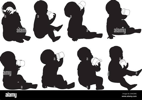 Illustrazione bambino che beve dal biberon con cura