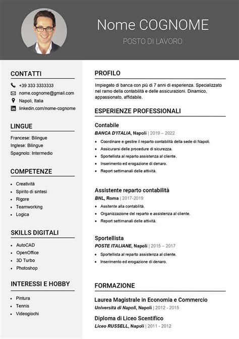 Modelli di curriculum vitae per l'ambito accademico