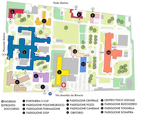 Mappa del centro ospedaliero di Chioggia con indicazione dei reparti coinvolti
