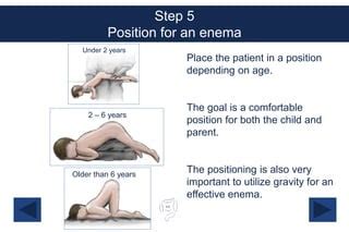 Illustration of correct micro-enema administration position for infants