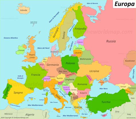 Mappa dell'Europa con i paesi serviti da Mast Passeggino