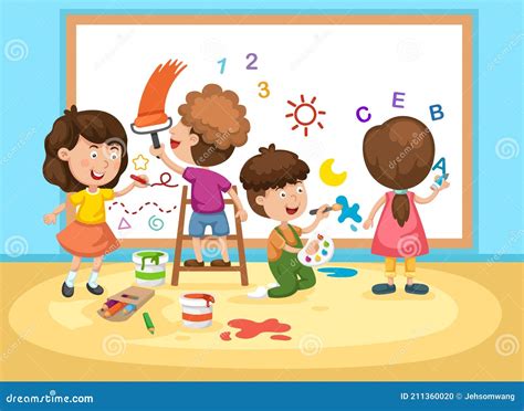 Bambini che dipingono in un atelier
