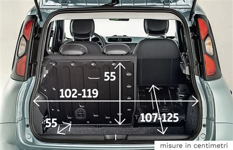 Schema del bagagliaio di una Fiat Grande Punto con sedili abbattuti