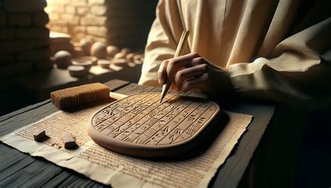 Sequenza di tavolette d'argilla che mostrano l'evoluzione della scrittura