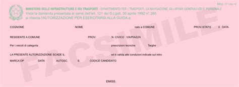 Esempio di contrassegno rosa