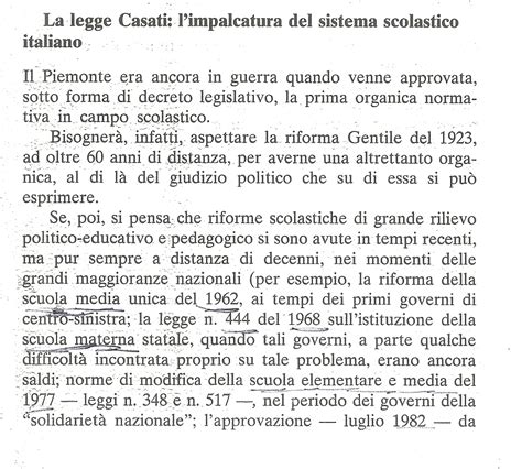 Tavola comparativa del sistema scolastico pre e post Legge Casati