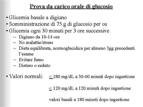 Schema del test da carico orale di glucosio