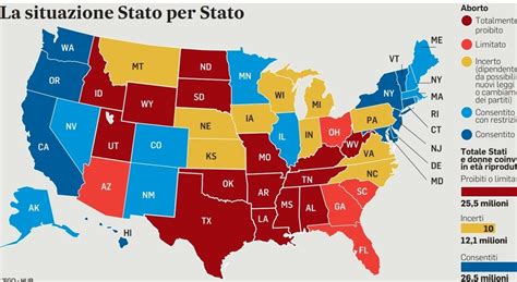 Mappa Stati USA legislazione aborto