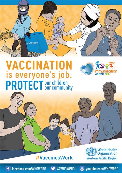 Vaccination campaign poster or child getting vaccine