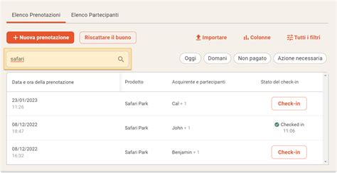 Interfaccia di prenotazione online semplificata