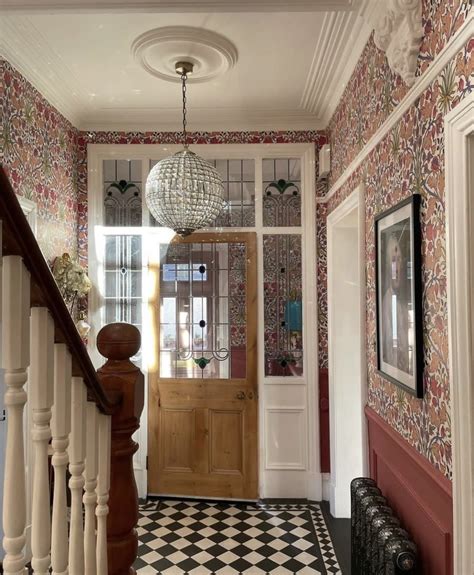 Victorian house entrance with Willow Bough wallpaper