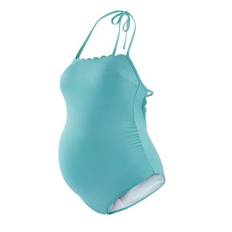 Dettaglio di un costume da bagno premaman con apertura per allattamento