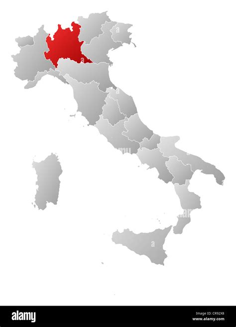 Mappa dell'Italia con evidenziata Milano
