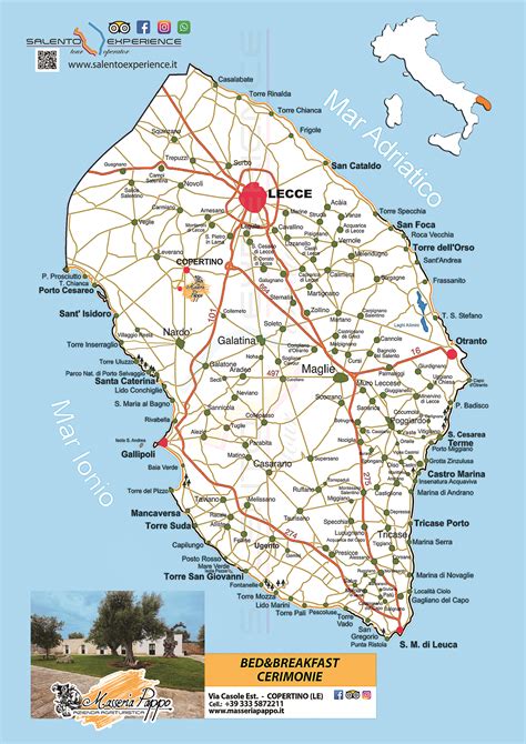 Mappa del Salento con Lecce evidenziata