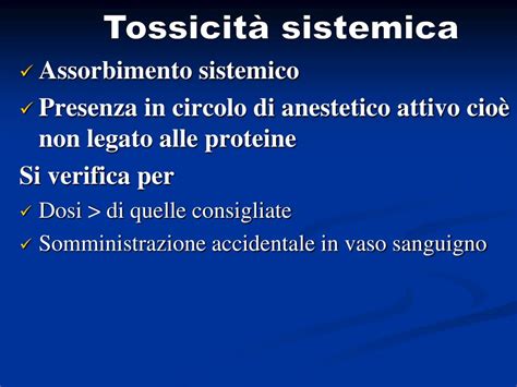 Algoritmo di intervento in caso di tossicità da anestetico locale