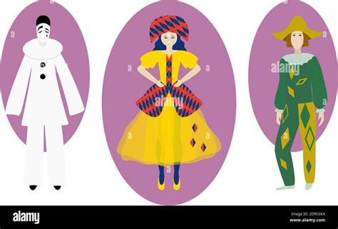 Illustrazione storica di Pierrot in una tipica scenografia della Commedia dell’Arte