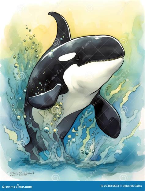 illustrazione scientifica di un'orca in mare aperto