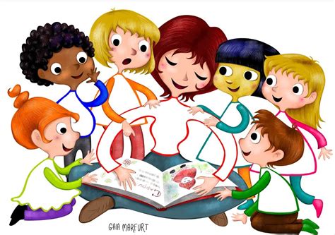 bambini che leggono filastrocche colorate in cerchio