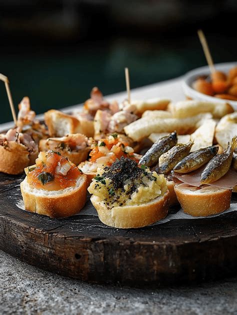 Tavola imbandita con stuzzichini e cicchetti tipici dell'aperitivo italiano