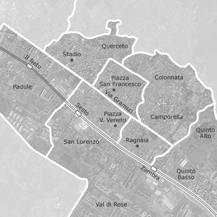 Mappa di Sesto Fiorentino con evidenziata l'area del Terzo Circolo Didattico