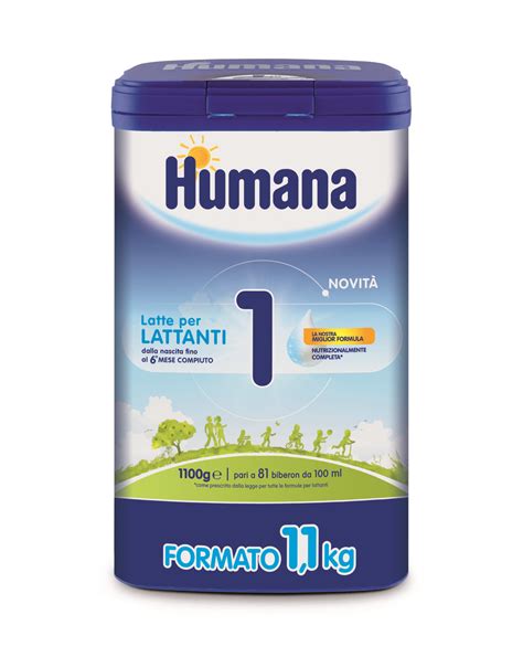 Confezione di latte formulato Humana 1 con ingredienti chiave evidenziati