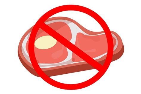 simbolo di divieto su uova crude e carne cruda