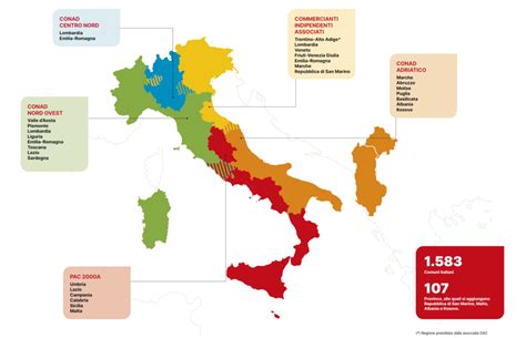 Mappa delle cooperative aderenti alla promozione Coop in Italia