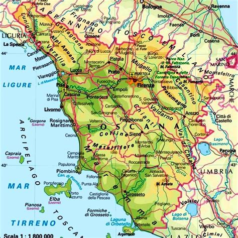 Mappa dell'Italia con focus sulla Toscana e sulla provincia di Roma