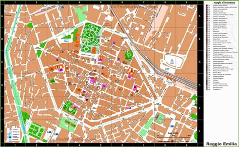 Mappa di Reggio Emilia con evidenziata la zona storica