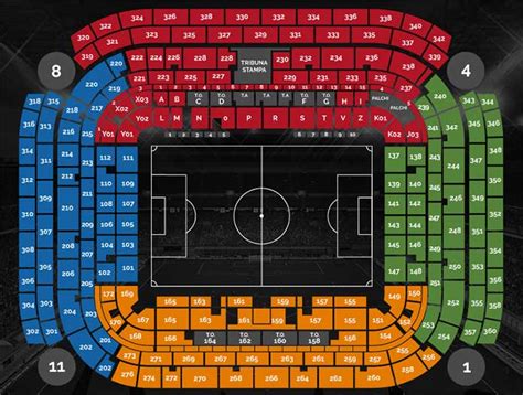 Posti a sedere colorati di San Siro