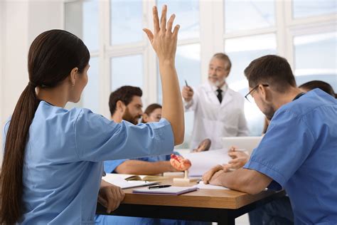 Professor teaching nursing students