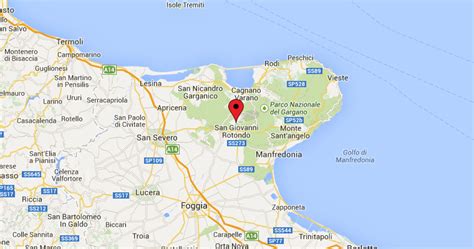 Mappa del Gargano con San Giovanni Rotondo evidenziato