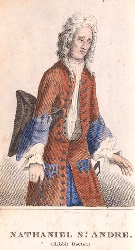 Rappresentazione satirica di Nathaniel St André che esamina un 