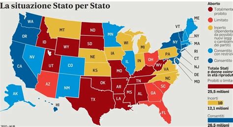 Mappa delle leggi sull'aborto negli Stati Uniti post-Roe v. Wade