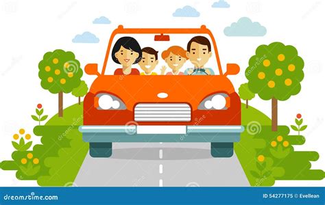 illustrazione di una famiglia che viaggia in auto con un seggiolino sicuro