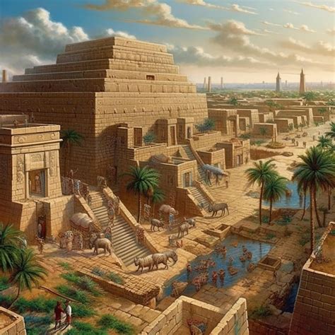 Rappresentazione di un'antica città mesopotamica