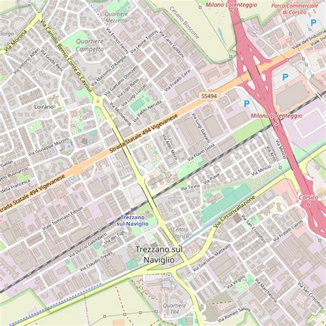 Mappa di Trezzano sul Naviglio con la posizione dell'ex Maxi Brums