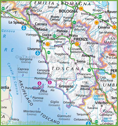 Mappa della Toscana con centri PMA convenzionati