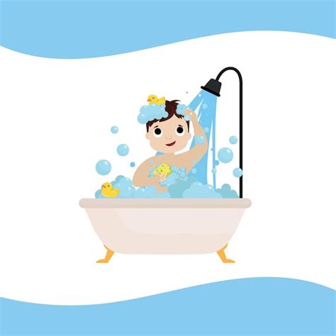 Bambino che fa il bagnetto nella vasca grande