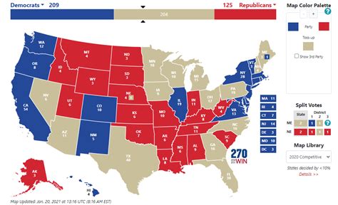Mappa elettorale USA con colori rosso e blu