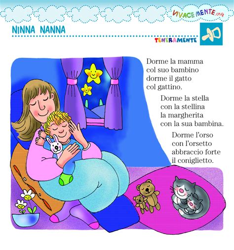 Illustrazione di un bambino addormentato con la mamma che canta una ninna nanna